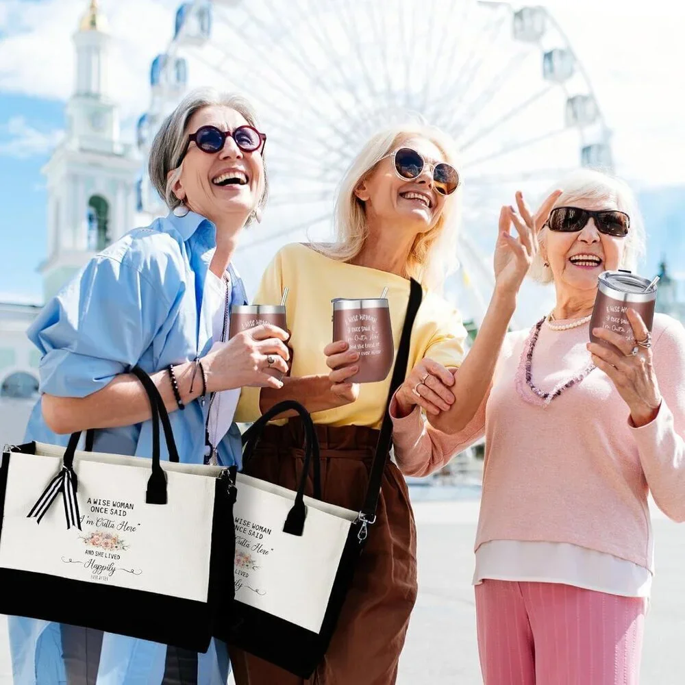 Retirement Gift Set Women Stainless Steel Tumbler Tote Cosmetic Keychain